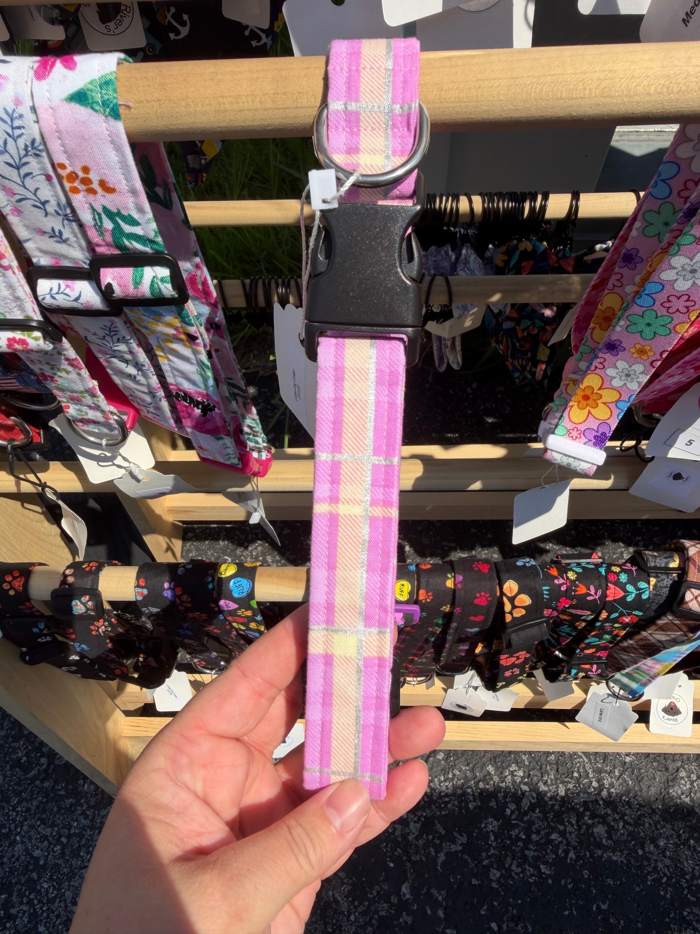 Pink Plaid Dog Collar