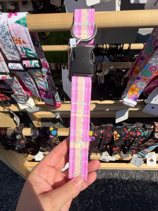 Pink Plaid Dog Collar