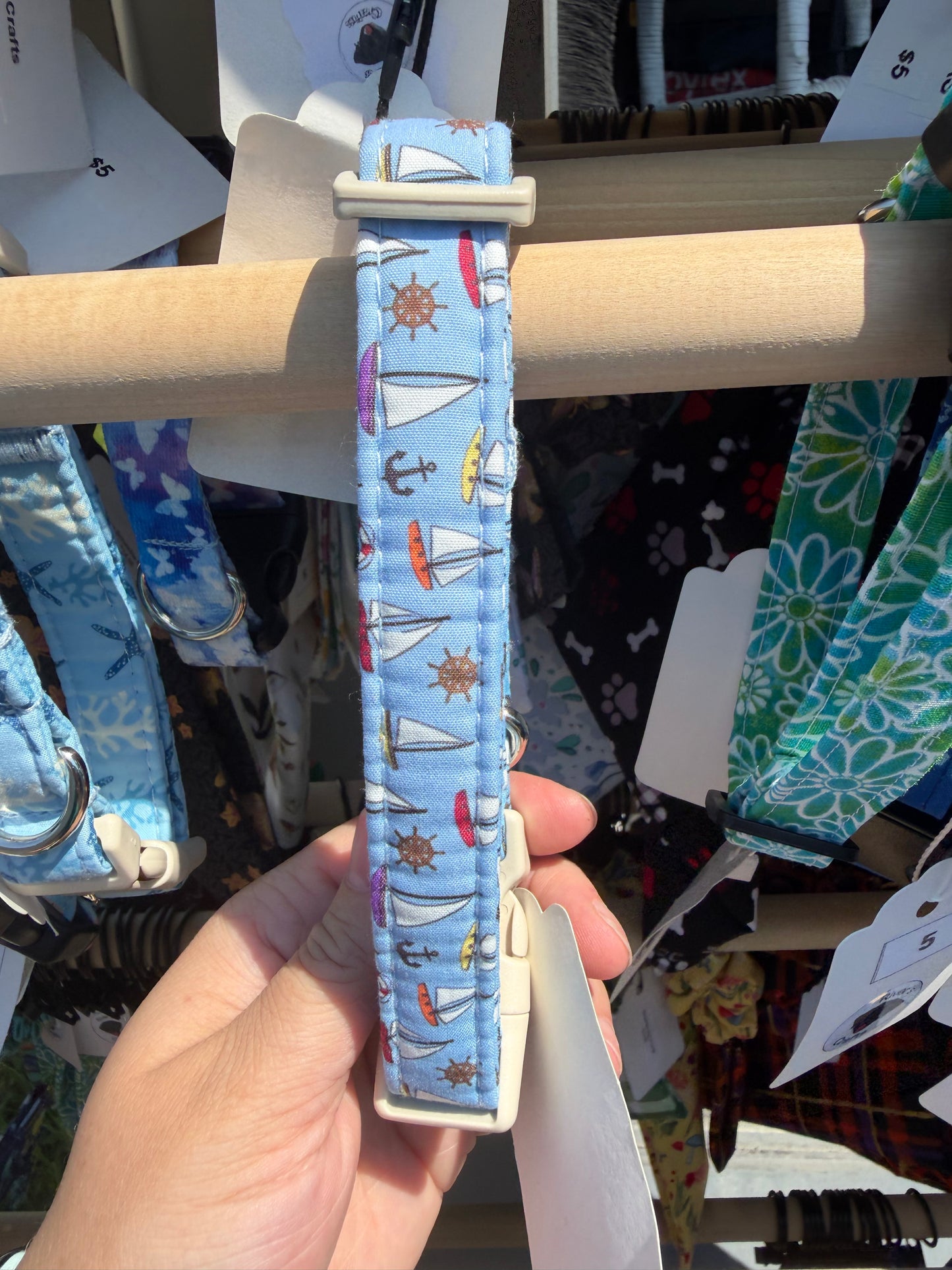 Blue Sailboat Dog Collar