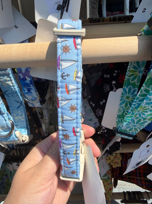 Blue Sailboat Dog Collar