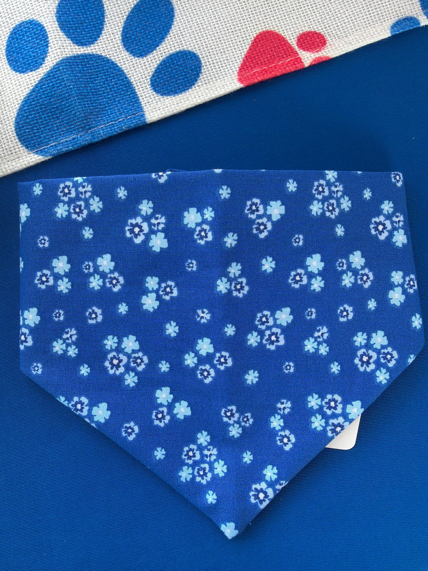 Blue Floral Scrunchie Dog Bandana