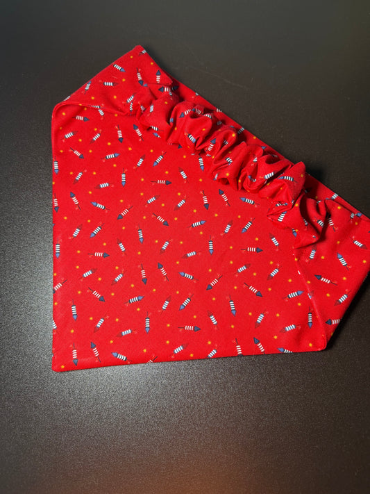 Red Firework Scrunchie Dog Bandana