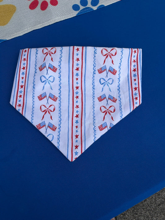 American Flag Bow Scrunchie Dog Bandana