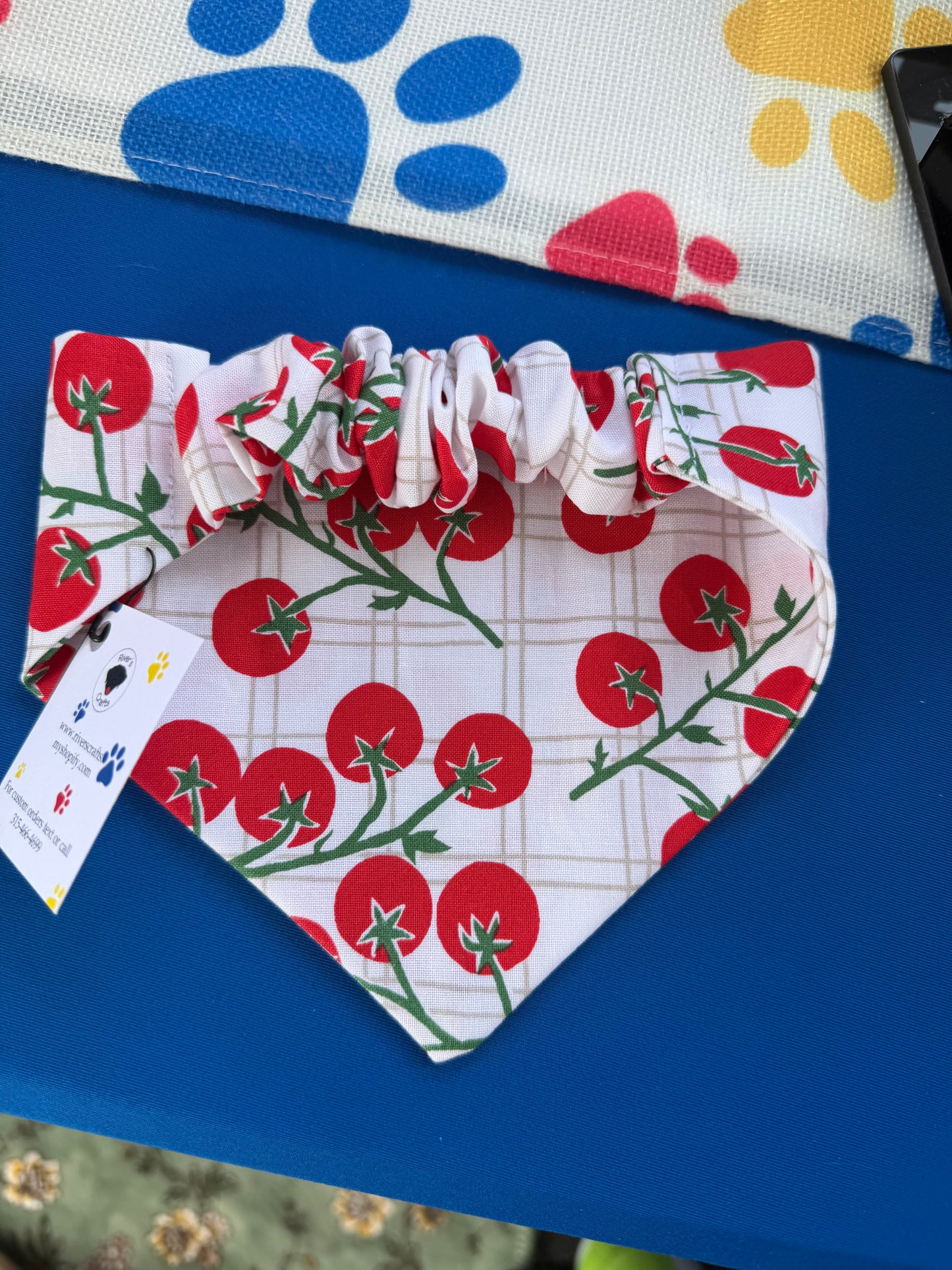 Tomato scrunchie dog bandana