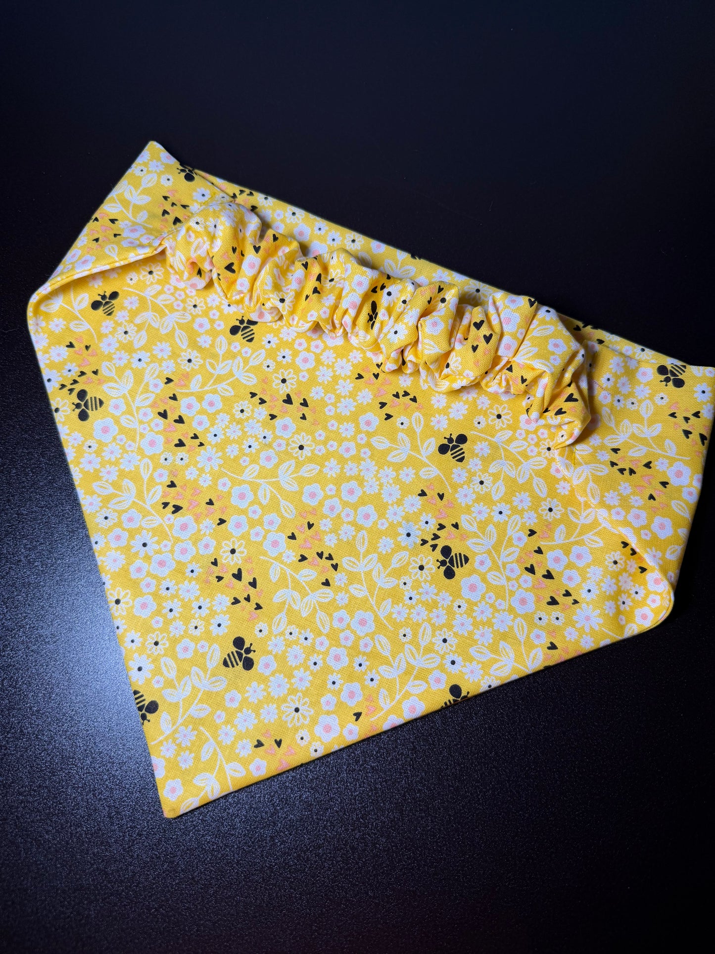 Yellow Bee Scrunchie Dog Bandana