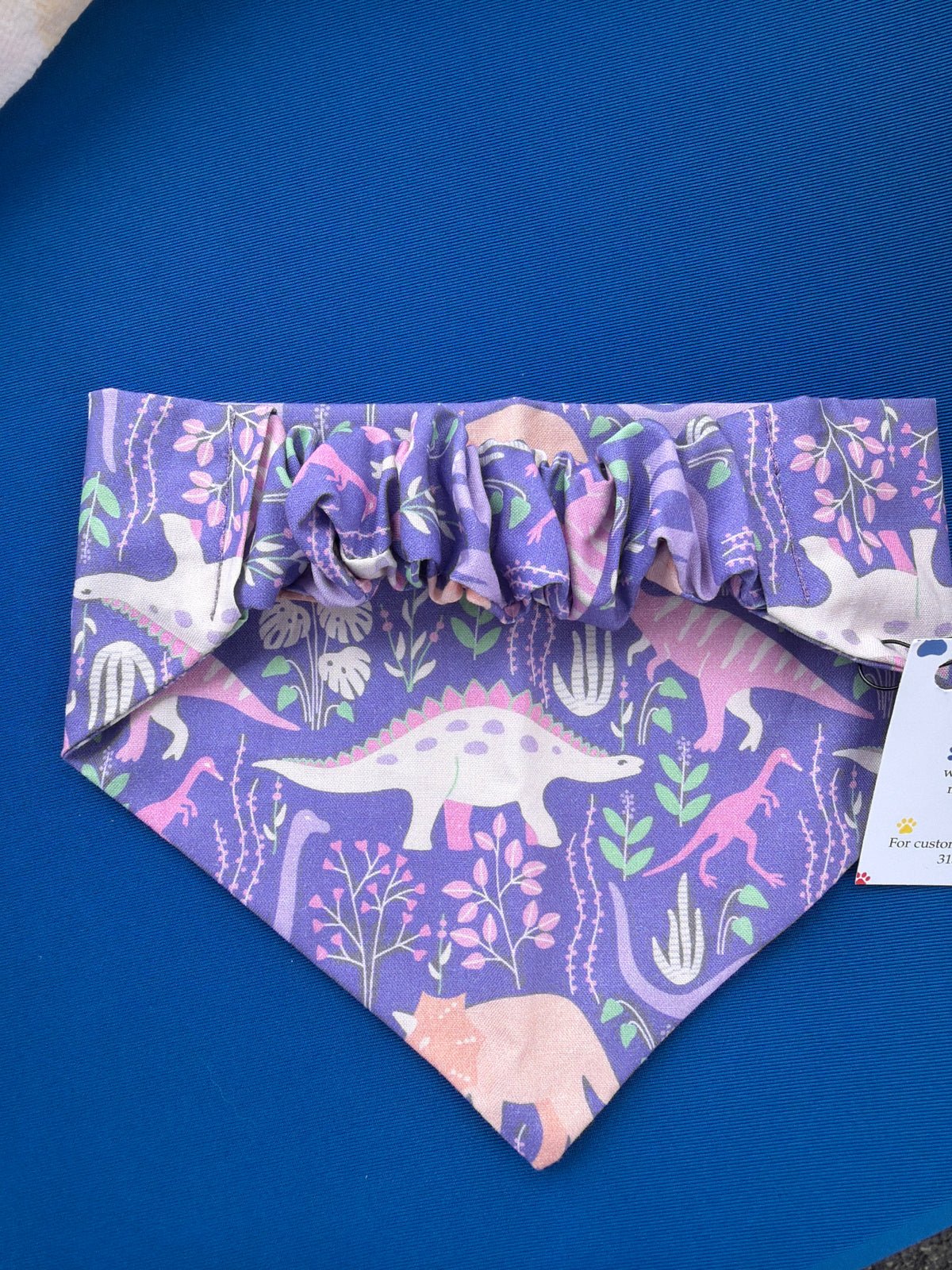 Purple Dinosaur Scrunchie Dog Bandana