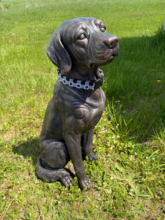 Black Paw Print Plaid Dog Collar
