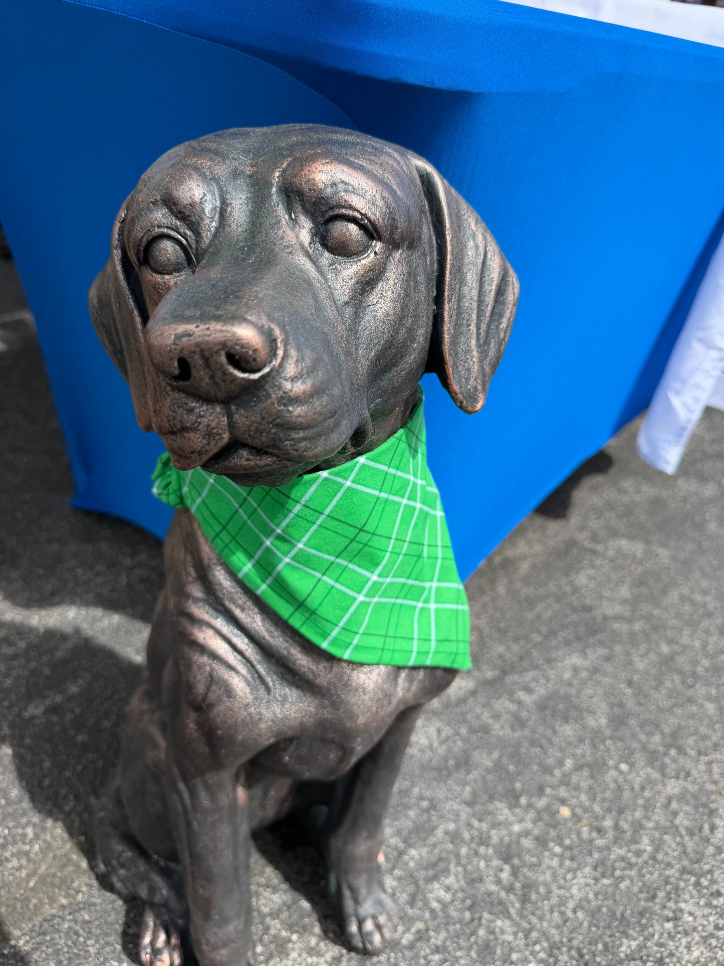 Green Plaid Scrunchie Dog Bandana