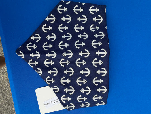 Navy Anchor Scrunchie Dog Bandana