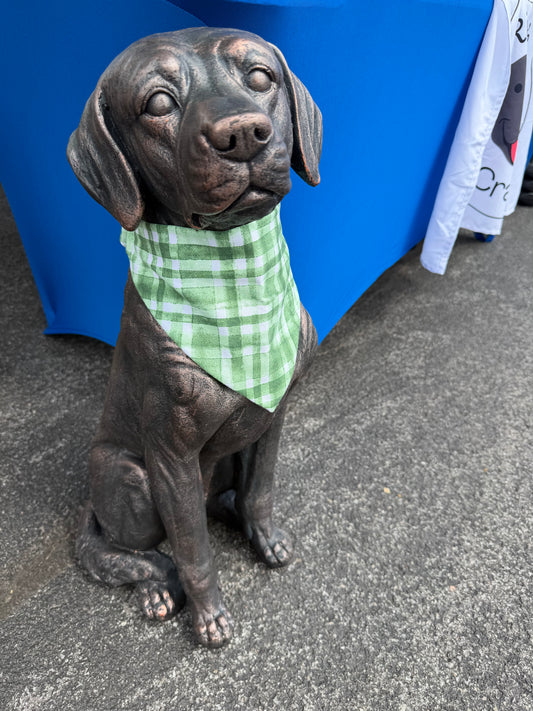 Green Antique Plaid Scrunchie Dog Bandana