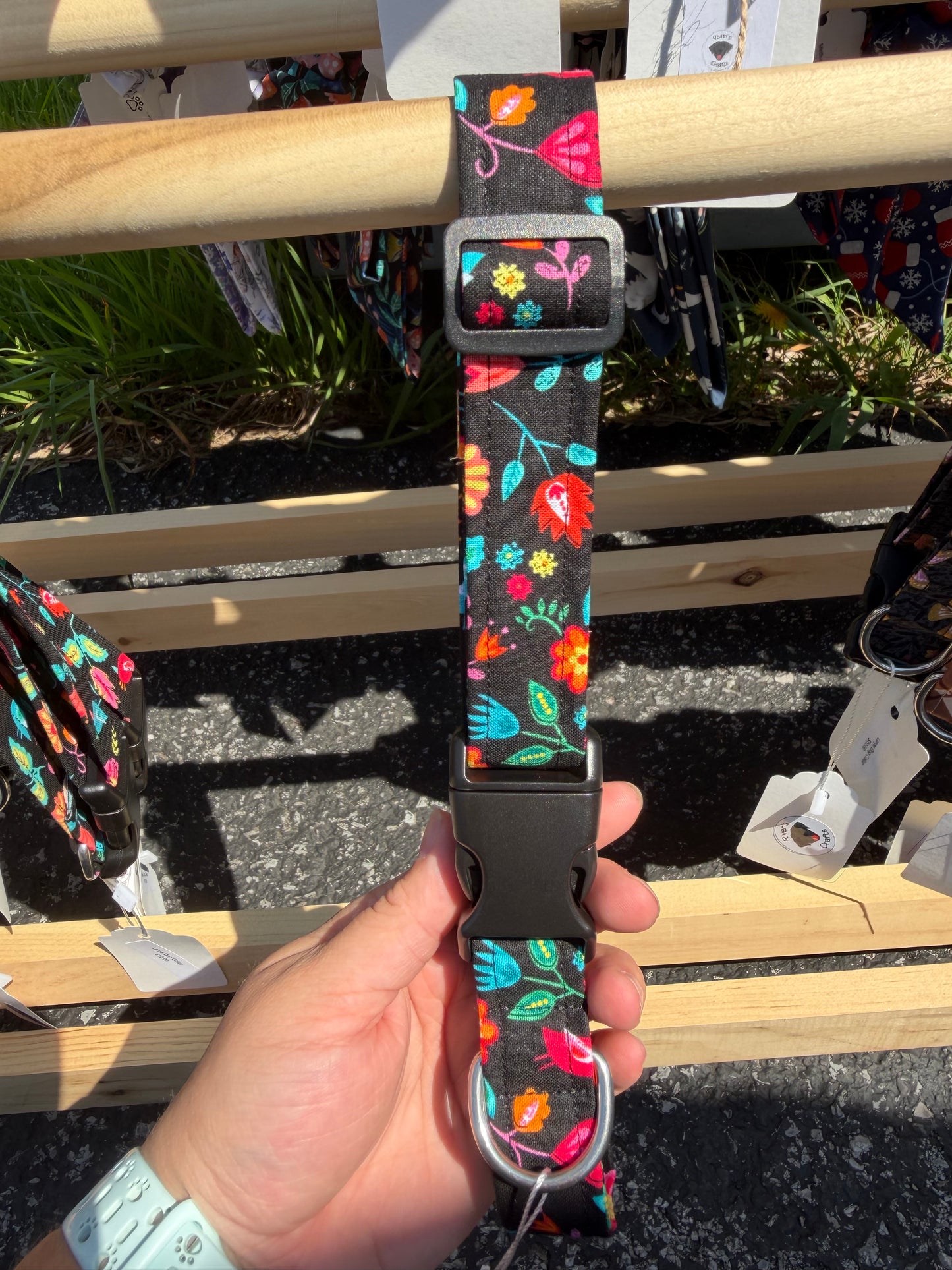 Black Floral & Bird Dog Collar