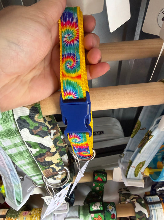 Tie Dye Ribbon & nylon webbing dog collar