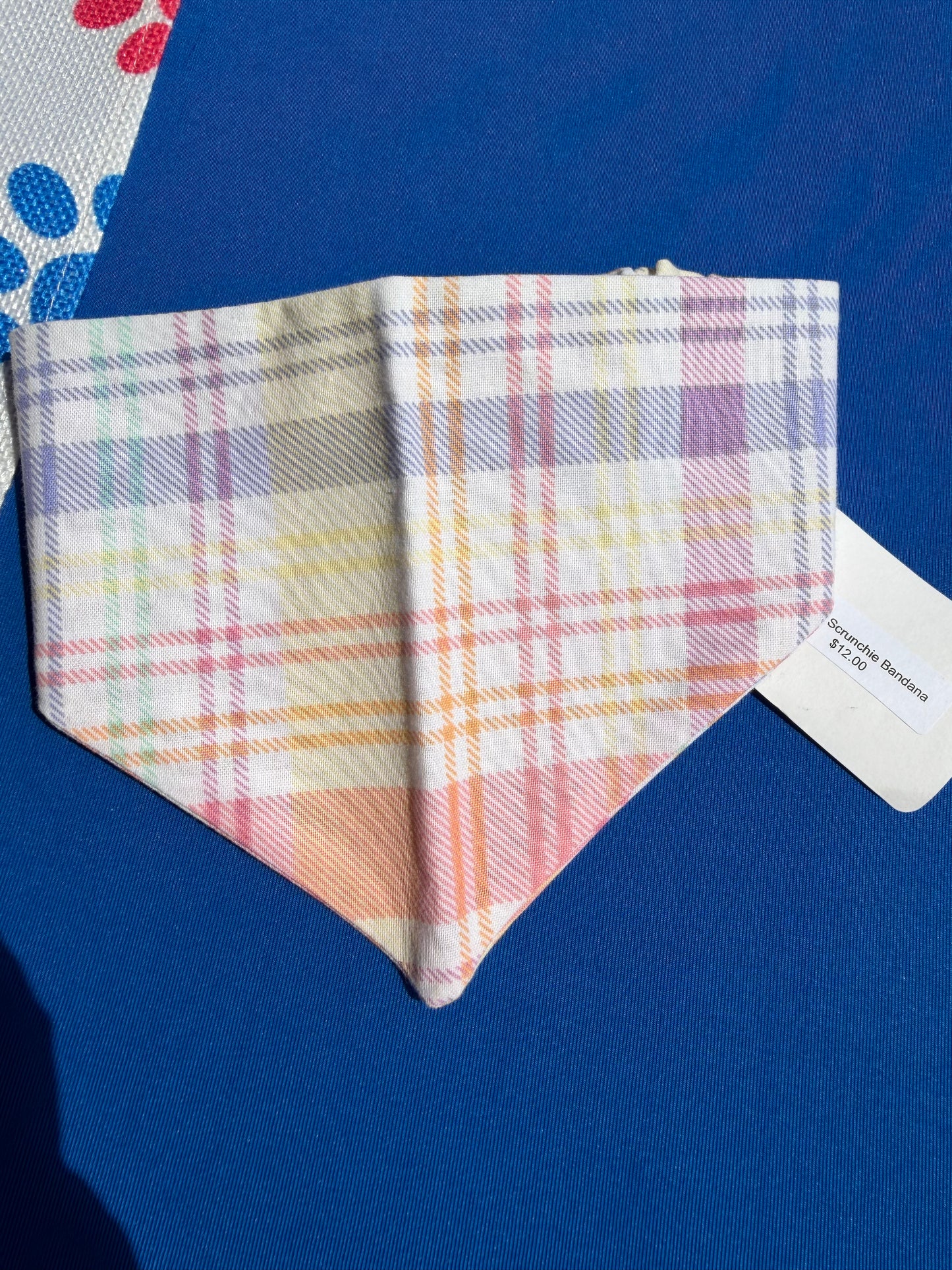 Pastel Plaid Scrunchie Dog Bandana