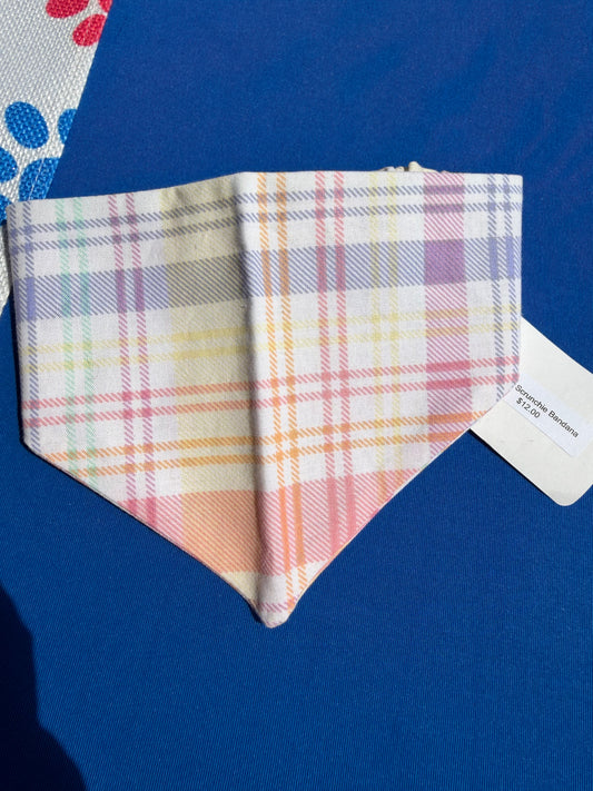 Pastel Plaid Scrunchie Dog Bandana