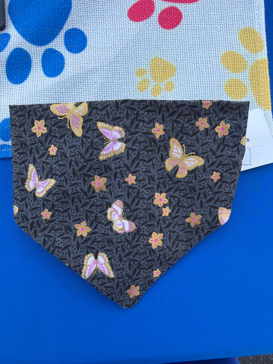 Black Butterfly scrunchie dog bandana