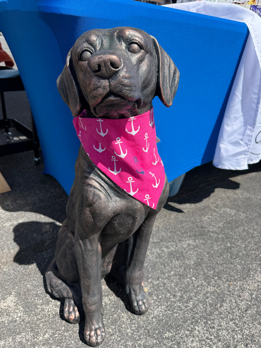 Pink Anchor Scrunchie Dog Bandana