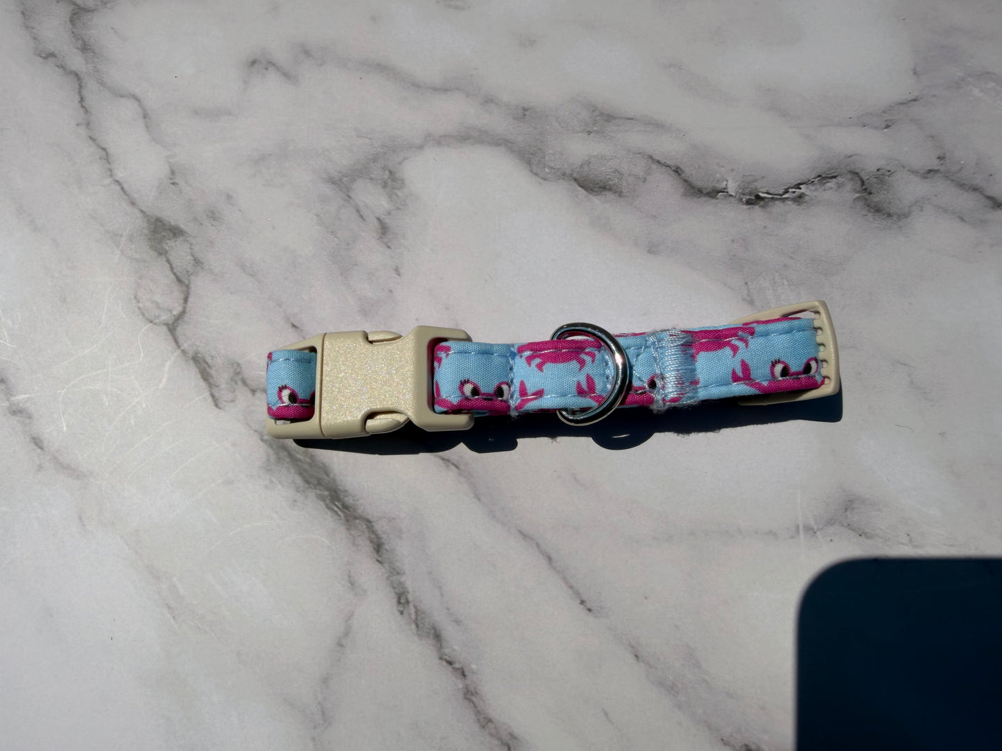 Light Blue/Pink Crab Dog Collar