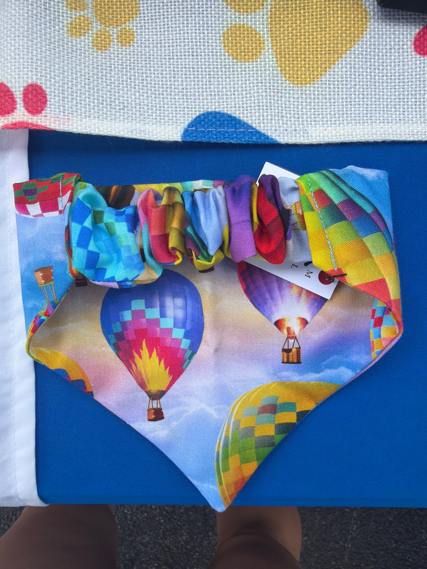 Hot air balloon scrunchie dog bandana