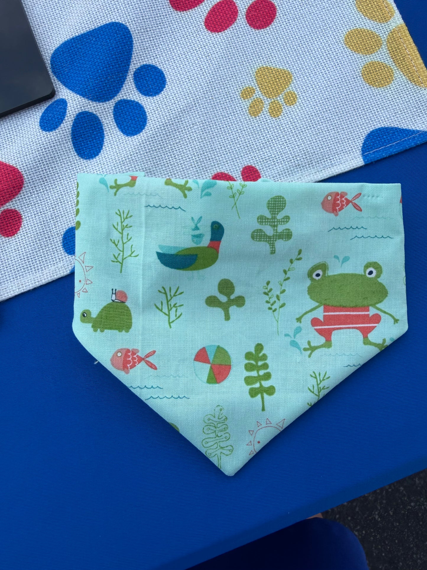 Mint green frog scrunchie dog bandana