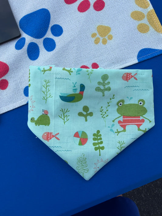 Mint green frog scrunchie dog bandana