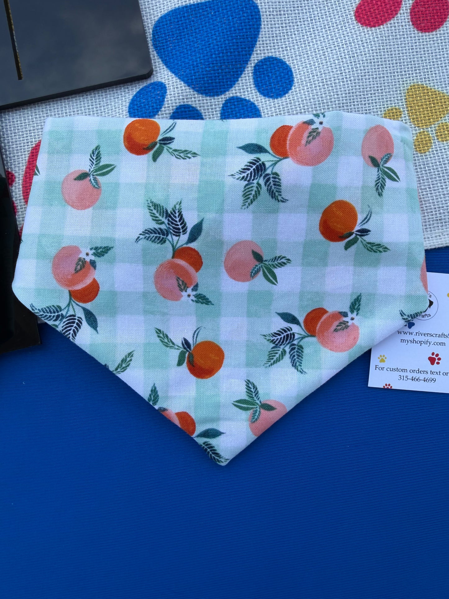 Oranges & peaches scrunchie dog bandanas