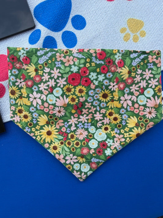 Green Floral Scrunchie dog bandana