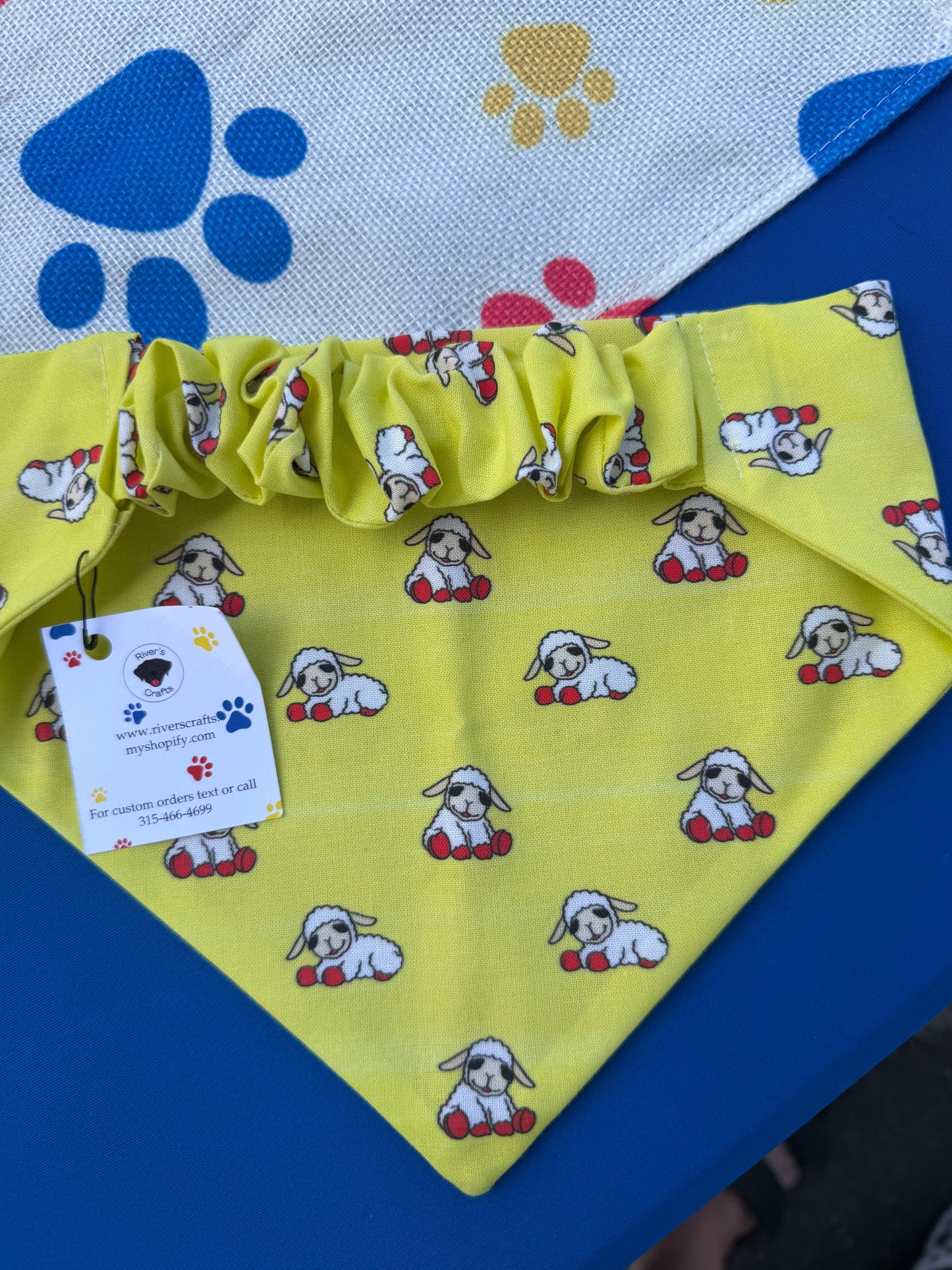 Lamb Chop Scrunchie Dog Bandana
