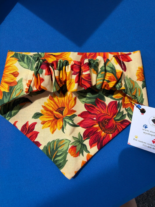 Sunflower Scrunchie Dog Bandana