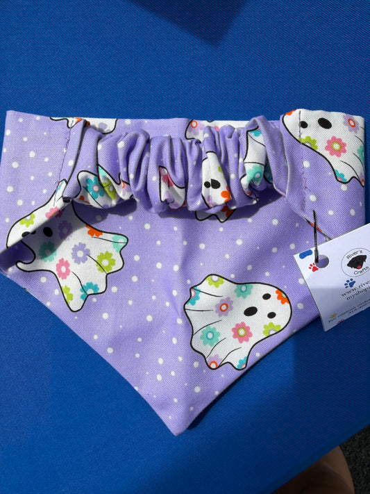 Purple Ghost Scrunchie Dog Bandana