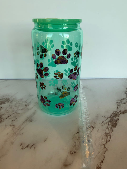 Mint Green Paw Print cup