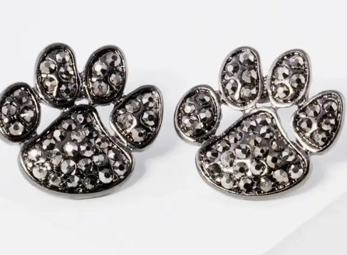 Crystal Dog Paw Pendant Earrings